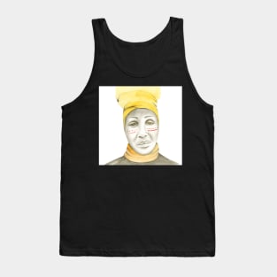 Black and White and Yellow Portrait Tank Top